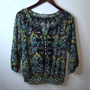 Daniel Rainn Embroidered Colorful Top Size Petite Small